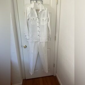 Adorable Woman’s 60s 70s Vintage Stretchini By Bobbie Brooks White Pantsuit